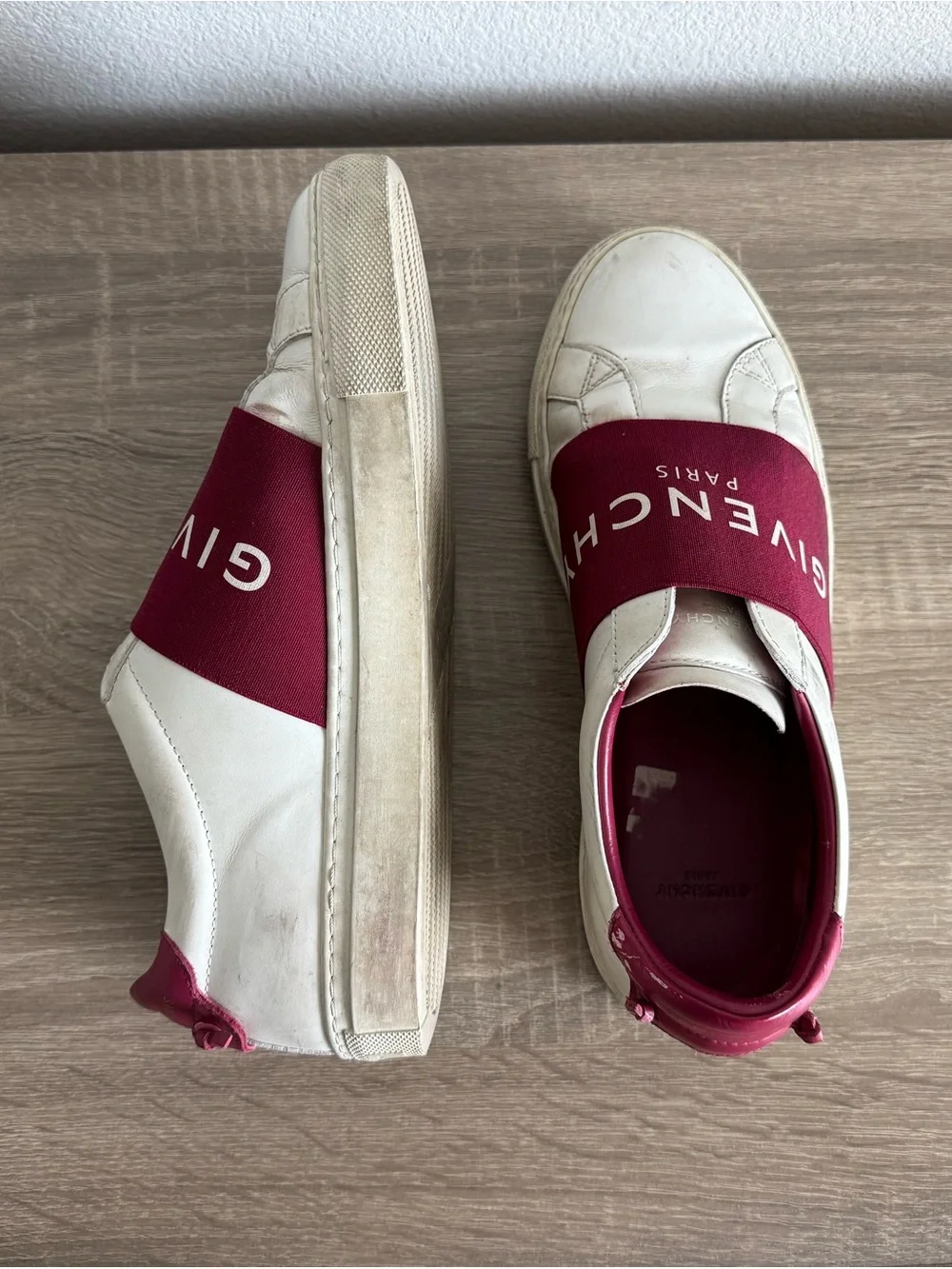 Givenchy women White Sneakers with Red Logo Strap